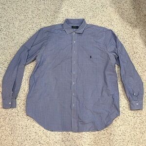Polo Ralph Lauren blue checkered button up, 2XLT.